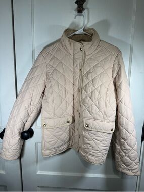J. Crew Quilted Puffer Jacket in cream, size Large